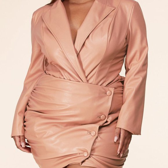 New Faux leather Mauve 2pc skirt blazer set - Picture 1 of 2